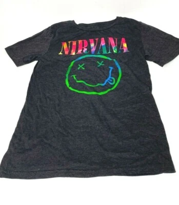 Camiseta NIRVANA Color Cara Sonriente Logo Años 90 Auténtica RARA EE. UU. Pequeña Como Nueva Foto 1 de 3