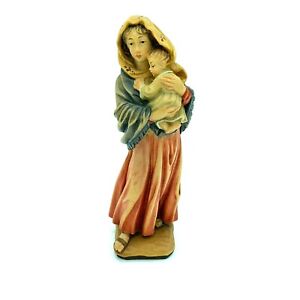 Vintage Anri Madonna Mary and Child Jesus Wooden Carving 6"