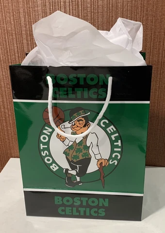 Boston Celtics Official 13 Inch X 10 Inch Glossy Gift Bag W/ White Gift Paper! Cover