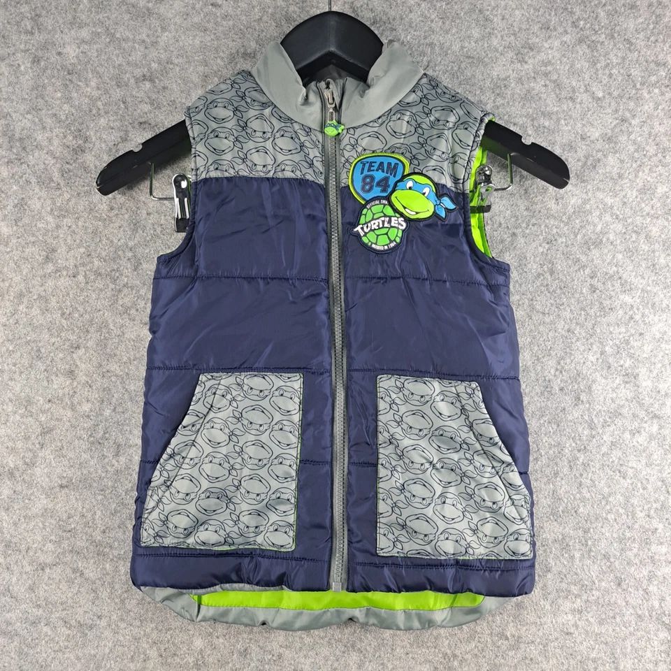 Nickelodeon Vest Boys 6 Blue Jcaket Zip Puffer Teenage Mutant Ninja Turtle 8645 - Image 1 of 4