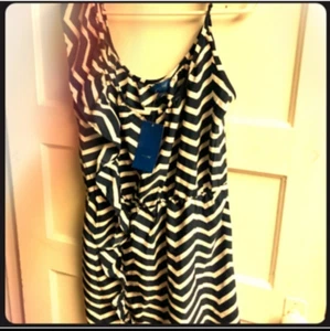 Striped tanktop dress w/ruffled front; size XL - Picture 1 of 3