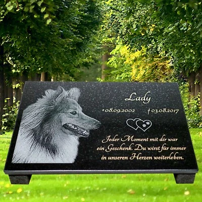 Tiergrabstein Fotogravur Grabstein Granit  Hund Katze Gedenkstein Gravur H-2 - Bild 1 von 3