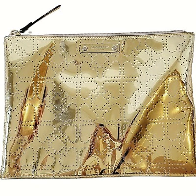 KATE SPADE Metro Spade Gold Large Pouch Clutch Cosmetic Bag Women's 9.5”x7” - Imagem 1 de 4