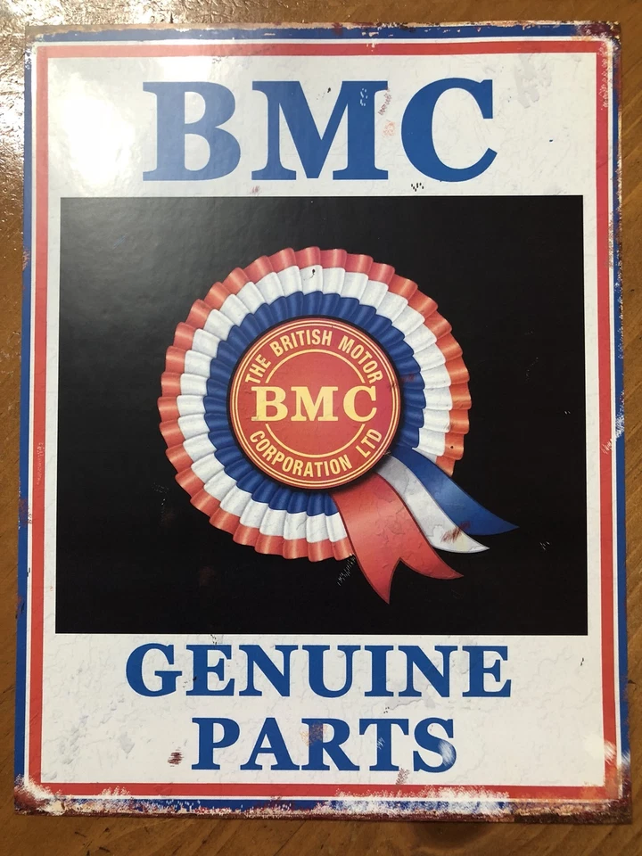 Tin Sign Vintage BMC The British Motor Company Genuine Parts