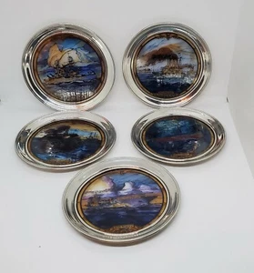 U.S. Historical Society (5) Stained Glass & Pewter War Ship Plates~1988~No. 0487 - Picture 1 of 7