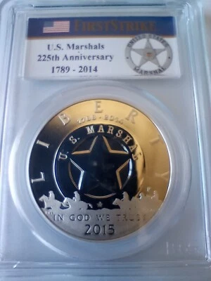 2015-P U.S. Marshals Service USMS Label Commemorative PCGS PR70DCAM FS POP 56 - Image 1 of 4