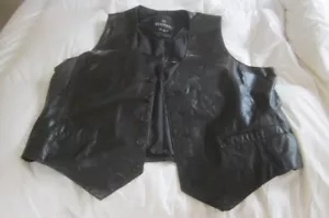 Preowned Men's Size 46 BERMAN'S Black Leather Vest - Picture 1 of 4