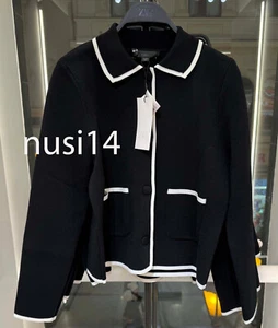 ZARA NEW WOMAN KNIT CARDIGAN CONTRAST TRIMS JACKET BLACK WHITE S-XL 4192/031/084 - Picture 1 of 3