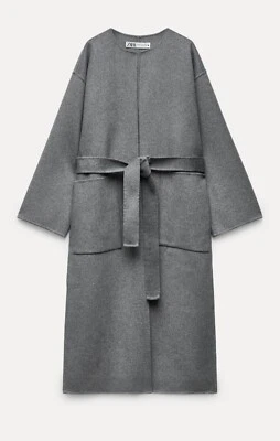 RRP $299 ZARA DOUBLE FACED BLEND COAT ZW COLLECTION GRAY,US SIZE M-L  NEW WITH T - Image 1 of 4