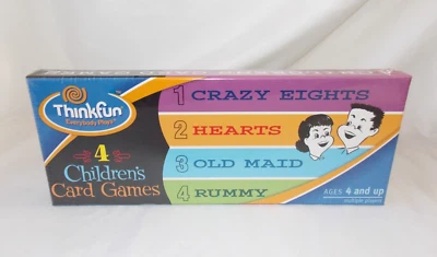 Thinkfun 4 Children's Card Game Crazy Eights Hearts Old Maid Rummy NIB Ages 4+ - Image 1 of 4