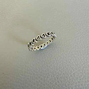 Pandora Linked Love Ring Sterling Silver Stack Heart Band Size 54 190980 - Picture 1 of 10