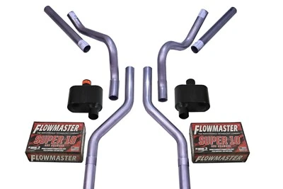 Chevy GMC C10 63-72 2.5" Dual Exhaust Kits Flowmaster Super 10 Corner Exit - Image 1 of 2