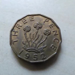 George VI Threepence 1952 Better Nice Grade Brass (myrefn697) - Bild 1 von 3