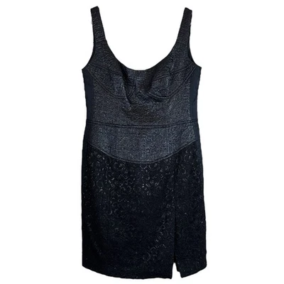 Vestido de cóctel Nanette Lepore metálico Bustier de encaje mezcla de lana negro talla 4 Foto 1 de 4