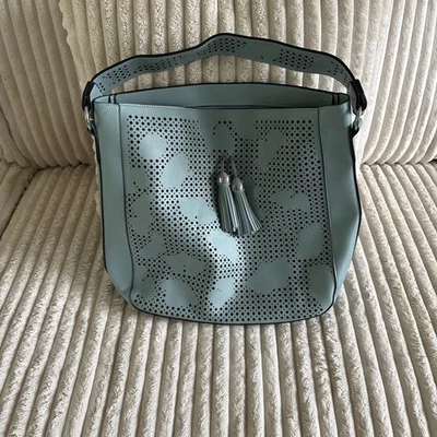 "Bolso de mano/cartera/bolso de hombro azul verde azulado claro cartera cartera 14x14"" de largo" Foto 1 de 4