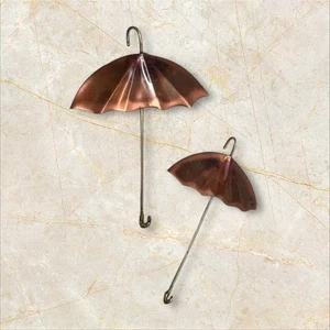 MCM Copper Umbrella Set Wall Decor Made USA Copper Land 7 1/2” T x 5 1/4”W EUC - Picture 1 of 8