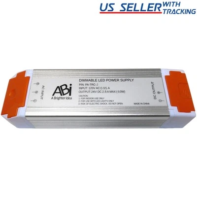 ABI 24V 2.5A 60W Power Supply Driver TRIAC Dimmable Transformer for LED Lights - Image 1 of 3