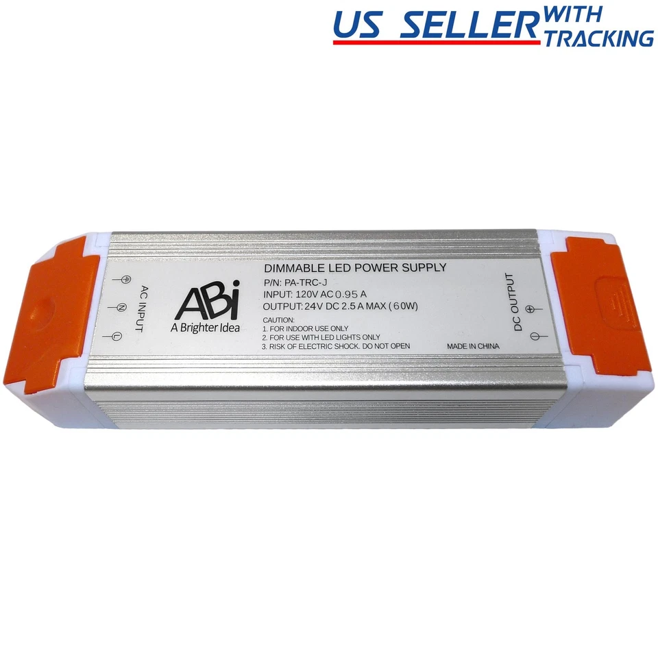 ABI 24V 2.5A 60W Power Supply Driver TRIAC Dimmable Transformer for LED Lights - Image 1 of 3