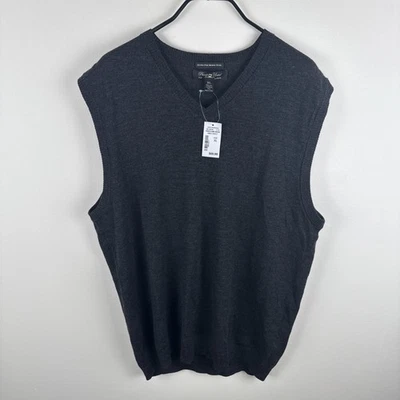 Pronto Uomo Sleeveless Sweater mens XL Gray 100% Extra Fine Merino Wool - Image 1 of 4
