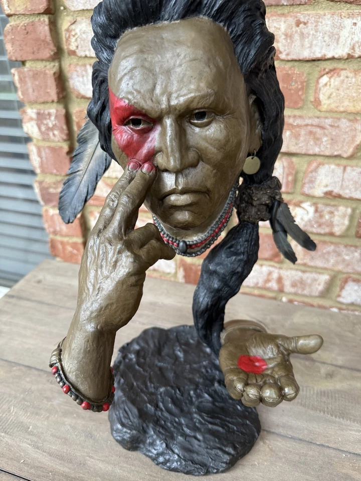 马克·霍普金斯和平不再青铜雕塑签名和编号美洲原住民  — 第 1/4 张图片