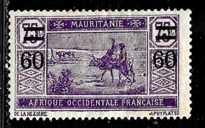 HICK GIRL-OLD MINT  FRENCH-MAURITANIA SC#55   1922  SURCHARGE      X6278 - Image 1 of 2