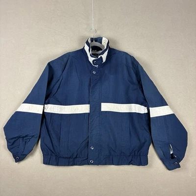 Members Only Jacket Men’s L Navy Blue Reflective Striped Windbreaker Mariner 90s - Image 1 of 4