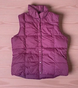 Lands' End  Goose down snap front puffer vest woman's  Medium Maroon Burgandy - Picture 1 of 3