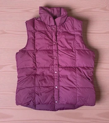 Lands' End  Goose down snap front puffer vest woman's  Medium Maroon Burgandy - Image 1 of 3