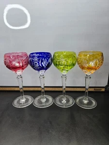 NACHTMANN Traube Cut to Clear Crystal Hock Wine Glasses 6 7/8" set of 4 - Picture 1 of 7