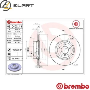 2x BRAKE DISC 09.C402.13 FOR BMW Z4/Roadster/E89 N52B30A/BF/B 3.0L 6cyl N20B20 - Picture 1 of 7