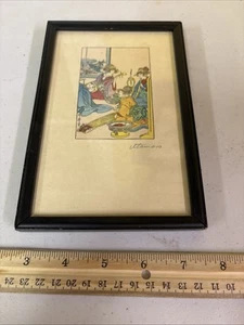 Vintage Japanese Ukiyo-e Kitagawa Utamaro Miniature Print bijin-ga Geisha - Picture 1 of 4