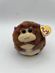 Neu Ty Beanie Ballz braun lila Affe Bananen 5" 2011 Ball runde Etiketten - Bild 1 von 11