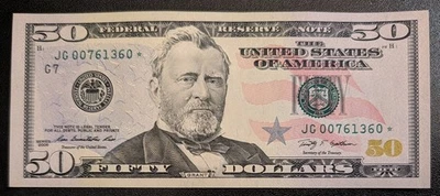 $50 2009 BEAUTIFUL GEM UNC STAR Federal Reserve Note! - Image 1 of 2