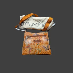 Anuschka Tooled Embossed Leather Crossbody Bag Adjustable Strap Butterfly - Bild 1 von 10