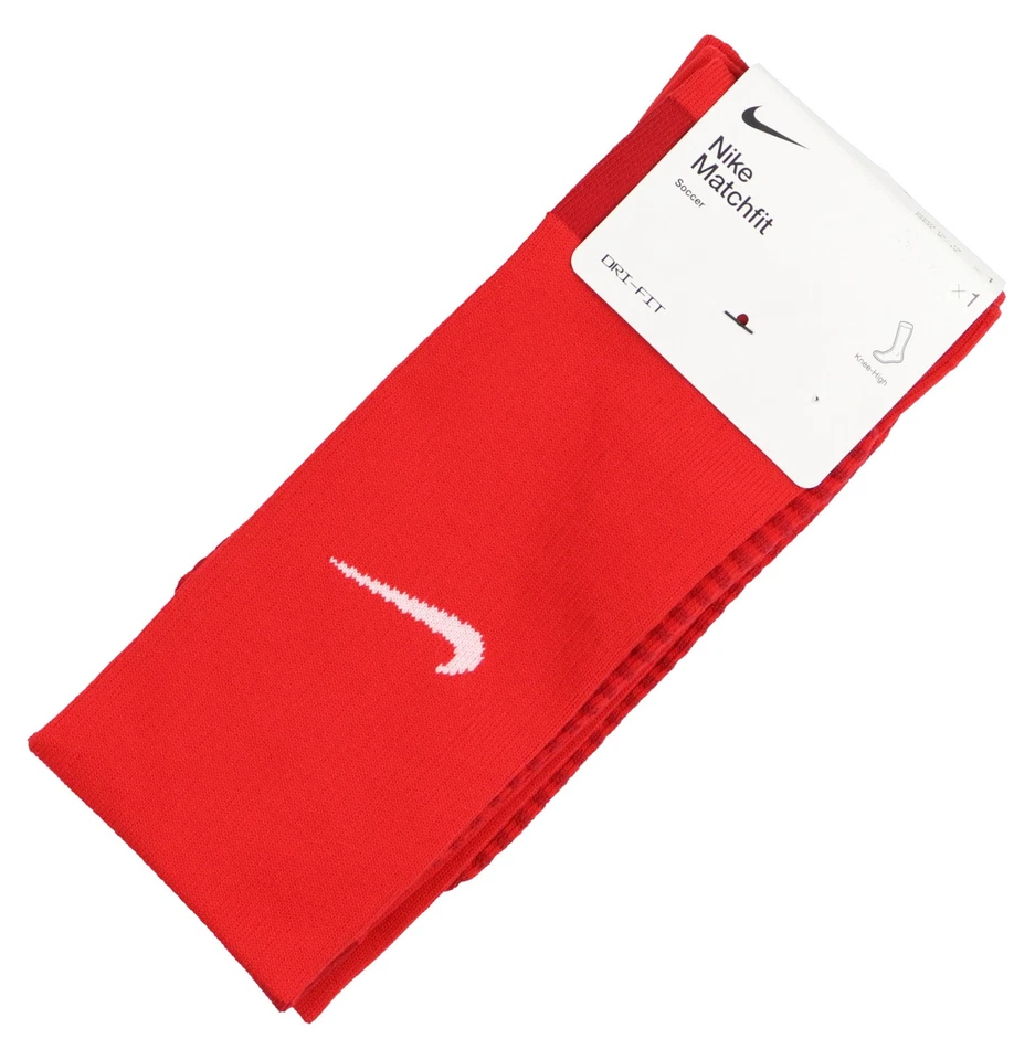 NIKE Youth Matchfit Over The Calf Soccer Socks sz S Small (3Y-5Y) Red White
