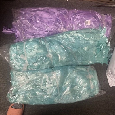 PURPLE, & BLUE RUFFLE TABLE SKIRTS Lot Of 3 - Image 1 of 3