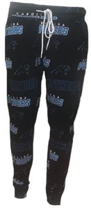 Women's Carolina Panthers Black Cotton Closed Bottom Slide Lounge Pants - Picture 1 of 4