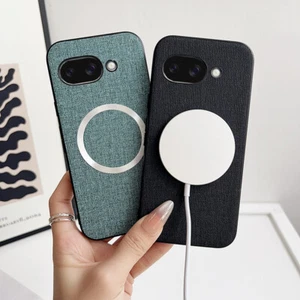 For Google Pixel 9A, Luxury Hybrid Armor Cloth - Textured Magnetic Case Cover - Picture 1 of 18