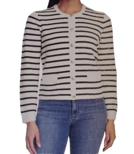 Nine West Women's Relaxed Fit Elegant Spring Cardigan Black/White Stripe 2XL - Picture 1 of 6