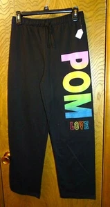 Black Pom Sweat Pants Youth XL Rainbow POM Jewels LOVE New - Picture 1 of 5