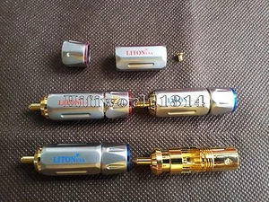 4x USA L Copper Gold Plated RCA Plug Connector hifi audio  - Picture 1 of 4
