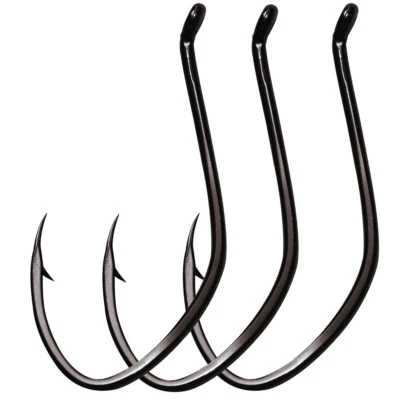 50pc 8832 Catfish Fishhook High Carbon Steel Fishing Hook Black Sharpened Circle - Image 1 of 4