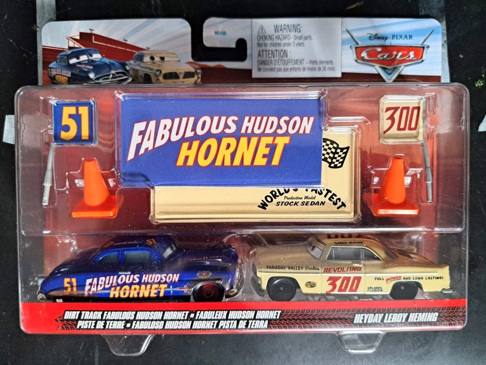 CARS 3 - DIRT TRACK HUDSON HORNET & HEYDAY LEROY HEMING - Mattel Disney Pixar - Immagine 1 di 1