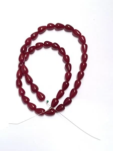 Ruby dyed Gemstone Smooth Drop Beads 925 Silve 18'' 188 Carat Approx 7x10-8x13mm - Picture 1 of 6