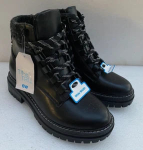 Time And Tru Hiker Boots Women's Size 6 W Black Lace Up - Picture 1 of 5
