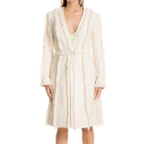 CHANEL Leon Max Edizione Limitata Cappotto Frange Avorio Lungo M Giacca Jacquard Tessuto Classe