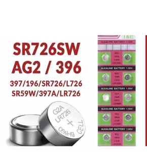 Baterías AG2 10x, LR726 397 L726 607 SR59 SR726 1,5 V botón pilas de moneda - Imagen 1 de 1