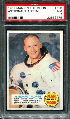 Buzz Aldrin PSA 7 1969 Topps Man On The Moon Rookie Card #52B Edwin Jr Space RC - Image 1 of 2