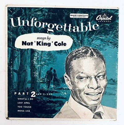 Nat King Cole Unforgettable 1952 Vinyl Capitol Records EP Part 2 EAP-2-357 Vinyl - Image 1 of 4