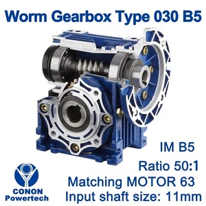 Industrial Worm Gear Reducer NMRV030 50:1 Ratio B5 Flange 11mm Shaft - Picture 1 of 11